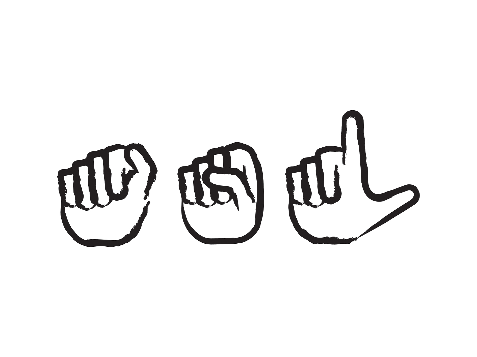 Une icône représentant l’épellation digitale d’« ASL » en langue des signes américaine.