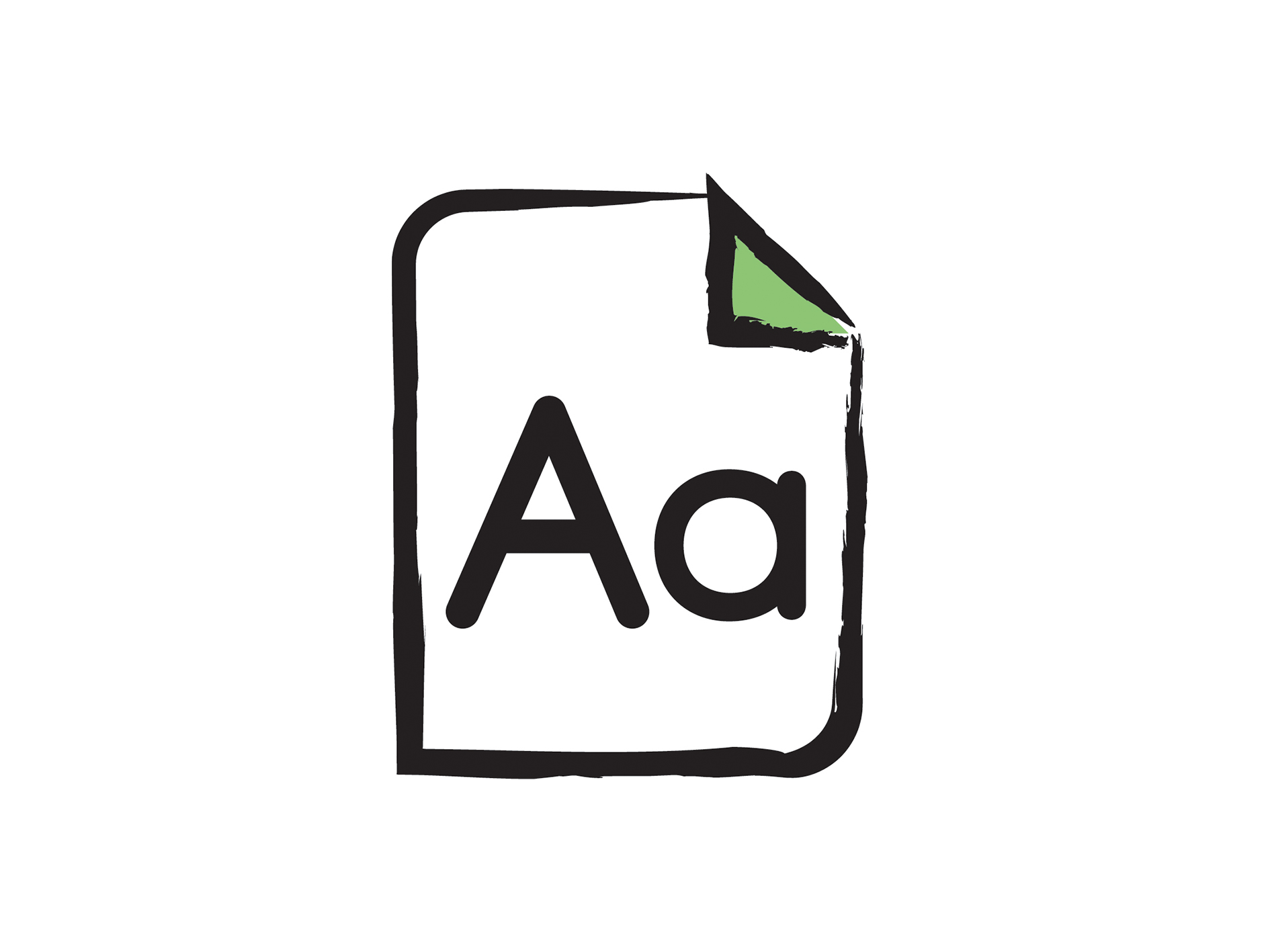L’icône gros caractères. L’illustration d’une feuille de papier avec un grand « A » en haut.